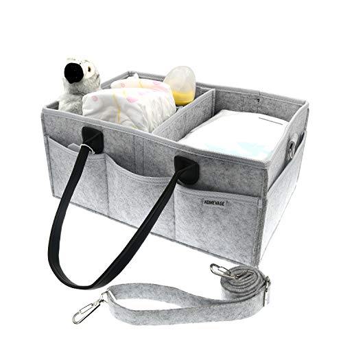 HOMEVAGE Diaper Caddy Caddies Organizer, Baby Cloth Diapering, Tote Bag, Nursery Storage Bin for Changing Table, Portable Car Travel Organizer (Light Grey) from HOMEVAGE