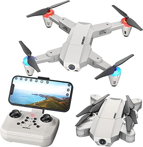 SIMREX X500 mini Drone Optical Flow Positioning RC Quadcopter with 720P HD Camera, Altitude Hold Headless Mode, Foldable FPV Drones WiFi Live Video 3D Flips Easy Fly Steady for Learning Gray by SIMREX