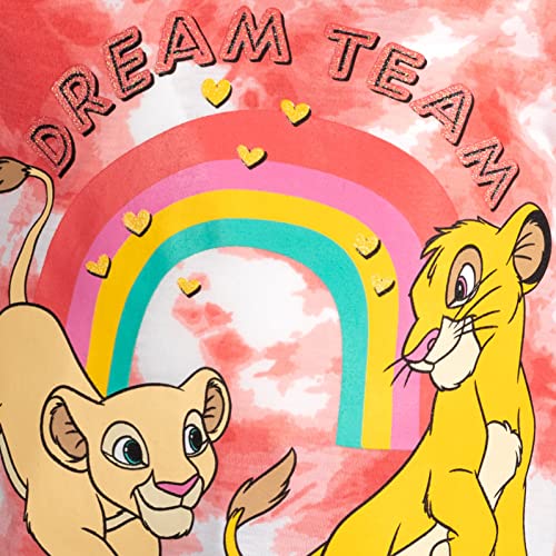 Disney Lion King Simba Toddler Girls Graphic T-Shirt and Leggings Outfit Set Tie Dye Pink / Blue 5T by 