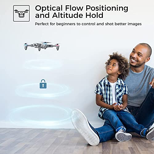 SIMREX X500 mini Drone Optical Flow Positioning RC Quadcopter with 720P HD Camera, Altitude Hold Headless Mode, Foldable FPV Drones WiFi Live Video 3D Flips Easy Fly Steady for Learning Gray by SIMREX