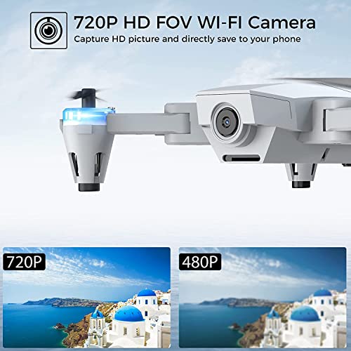 SIMREX X500 mini Drone Optical Flow Positioning RC Quadcopter with 720P HD Camera, Altitude Hold Headless Mode, Foldable FPV Drones WiFi Live Video 3D Flips Easy Fly Steady for Learning Gray by SIMREX