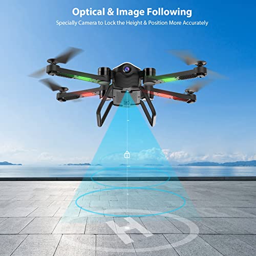 SIMREX X900 Drone Optical Flow Positioning RC Quadcopter with 1080P HD Camera, Altitude Hold Headless Mode, Foldable FPV Drones WiFi Live Video 3D Flips 6axis RTF Easy Fly Steady for Learning Matte White by SIMREX