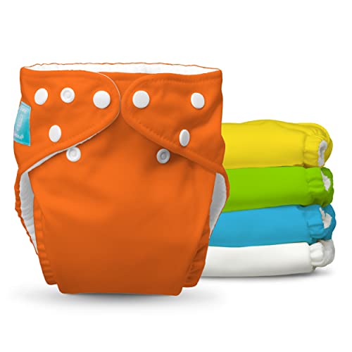 Charlie Banana Baby Washable and Reusable Cloth Diapers, 5 Soft Pocket Diapers and 5 Absorbent Inserts, One-Size, Tango Mango from Charlie Banana