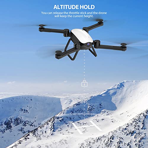 SIMREX X900 Drone Optical Flow Positioning RC Quadcopter with 1080P HD Camera, Altitude Hold Headless Mode, Foldable FPV Drones WiFi Live Video 3D Flips 6axis RTF Easy Fly Steady for Learning Matte White by SIMREX