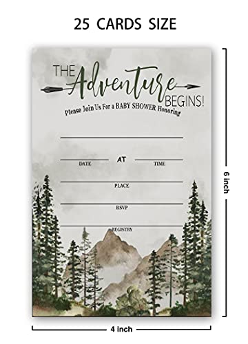 Baby Shower Invitation Set, Fill In Invites Cards, Books For Baby, Diaper Raffle, Thank You, The Adveture Begins , Each Design 25 Cards & Envelopes (Total 100 Cards) â (bb003-taozhuang) by Yuansail