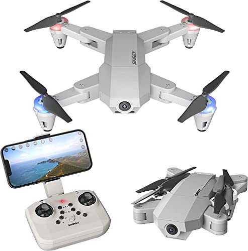 SIMREX X500 mini Drone Optical Flow Positioning RC Quadcopter with 720P HD Camera, Altitude Hold Headless Mode, Foldable FPV Drones WiFi Live Video 3D Flips Easy Fly Steady for Learning Gray by SIMREX
