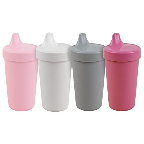 RE-PLAY 4pk - 10 oz. No Spill Sippy Cups for Baby, Toddler, and Child Feeding in Bright Pink, Blush, Grey and White | BPA Free | Made in USA from Eco Friendly Recycled Milk Jugs | Modern Blush+ by Re-Think It Inc.