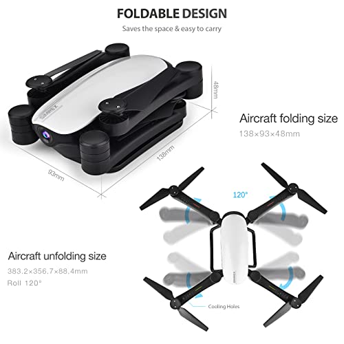 SIMREX X900 Drone Optical Flow Positioning RC Quadcopter with 1080P HD Camera, Altitude Hold Headless Mode, Foldable FPV Drones WiFi Live Video 3D Flips 6axis RTF Easy Fly Steady for Learning Matte White by SIMREX