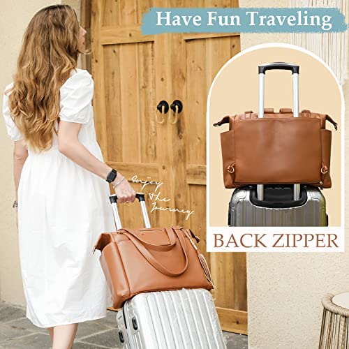 Omanmoli Diaper Bag Tote Leather Diaper Bag Backpack Large Tote Diaper Bag for Baby Girls & Boys 14 Diaper Bag Organizing Pouches,Changing Pad,Crossbody Straps,4 Insulated Pockets,Brown from guangzhoufangxuandianzishangwuyouxiangongsi