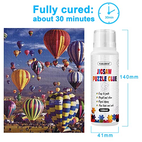 YAKAMOZ Updated Jigsaw Puzzle Glue with New Sponge Head Suitable for 1000/1500/3000 Pieces of Puzzle for Paper and Wood 120ml Bottle Water-Soluble Special Craft Puzzle Glue Sheets for Adults by YAKAMOZ