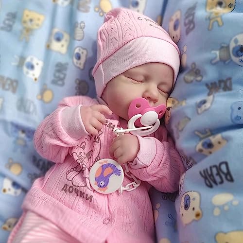 JIZHI Lifelike Reborn Baby Dolls - 18 inch Soft Body Realistic-Newborn Baby Dolls American Sleeping Girl Dolls with Clothes and Toy Accessories Gift for Kids Age 3+ from JIZHI