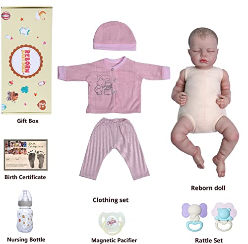 JIZHI Lifelike Reborn Baby Dolls - 18 inch Soft Body Realistic-Newborn Baby Dolls American Sleeping Girl Dolls with Clothes and Toy Accessories Gift for Kids Age 3+ from JIZHI