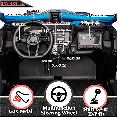 24V Ride On Toys Licensed CAN-AM Kids UTV 2 Seater Ride On Car with Remote Control 4x200W 4WD Electric Vehicle, EVA Tires Wheels, Manual/Remote Switch, Bluetooth, Blue by sopbost