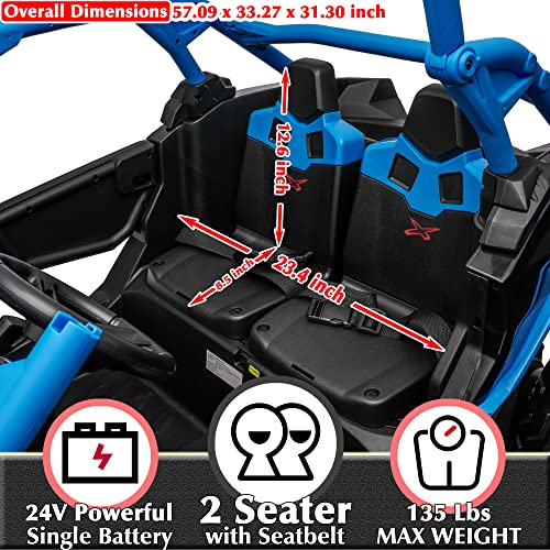 24V Ride On Toys Licensed CAN-AM Kids UTV 2 Seater Ride On Car with Remote Control 4x200W 4WD Electric Vehicle, EVA Tires Wheels, Manual/Remote Switch, Bluetooth, Blue by sopbost