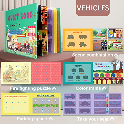 AMINY Toddler Toys Montessori Quiet Book Busy Board, Toddler Travel Toys, Sensory Toddler Activities, Montessori Educational Toys for 2 3 4 Year Old Boys Girls Gift - 4 Themes by Aminy