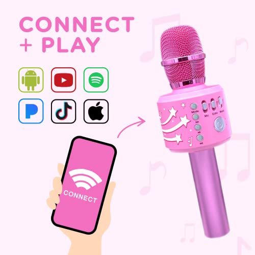 Move2Play Bluetooth & 30 Famous Songs Kids Karaoke Microphone, Gift for Girls Age 4 5 6 7 8 Years Olds by Move2Play