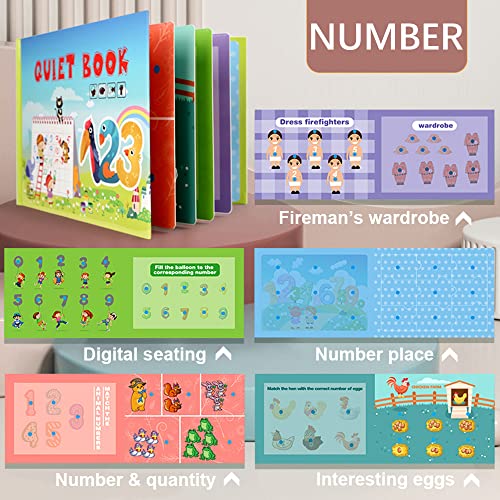 AMINY Toddler Toys Montessori Quiet Book Busy Board, Toddler Travel Toys, Sensory Toddler Activities, Montessori Educational Toys for 2 3 4 Year Old Boys Girls Gift - 4 Themes by Aminy