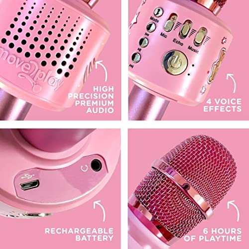 Move2Play Bluetooth & 30 Famous Songs Kids Karaoke Microphone, Gift for Girls Age 4 5 6 7 8 Years Olds by Move2Play