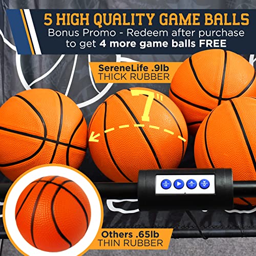 SereneLife Dual Hoop Basketball Shootout Indoor Home Arcade Room Game with Electronic LED Digital Double Basket Ball Shot Scoreboard & Play Timer Fold-up Court Shooting Sports for Kids&Adults Player from SereneLife