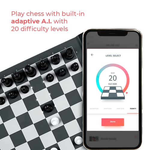 Square Off Pro Portable Roll Up Chess Board Set | AI Adaptive Electronic Chess Set Game and App with Computer Chess Board & Weighted Tournament Size Chess Pieces | Unique Chess Sets for Adults & Kids from Square Off