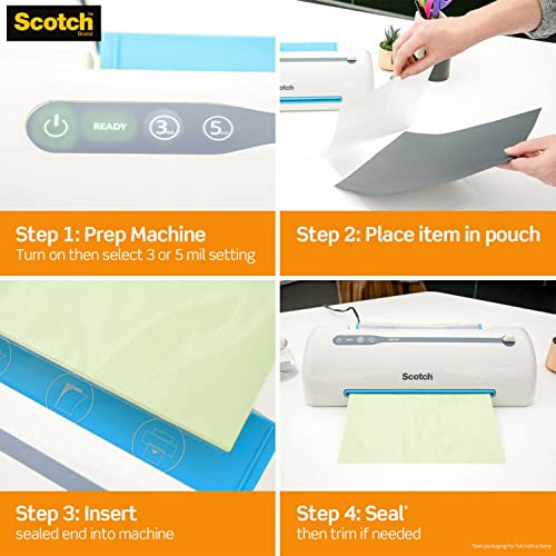 Scotch Thermal Laminating Pouches, 100 Pack Laminating Sheets, 3 Mil, 8.9 x 11.4 Inches, Education Supplies & Craft Supplies, For Use With Thermal Laminators, Letter Size Sheets (TP3854-100) by 3M