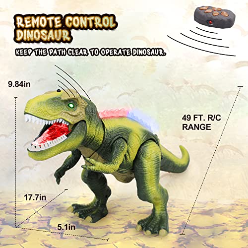STEAM Life Remote Control Dinosaur Toys for Kids 3 4 5 6 7+ Light Up & Realistic Roaring Sound - T rex Dinosaur Toys - Electronic Walking Dinosaur Toys - Dinosaur Robot Toy for Kids Boys Girls (Green) by STEAM Life