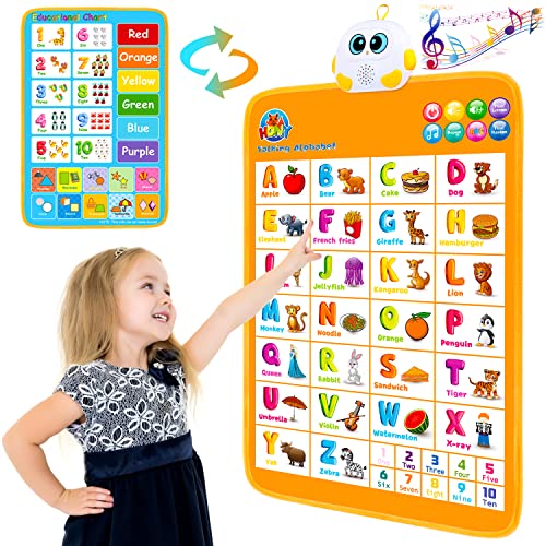 Electronic Interactive Alphabet Wall Chart, Talking ABC & 123s & Music Poster, Educational Toy for Toddlers Kids Learning Toys for 1 2 3 4 5 Year Old Girls Boys Birthday Gifts at Daycare,Preschool from Hony