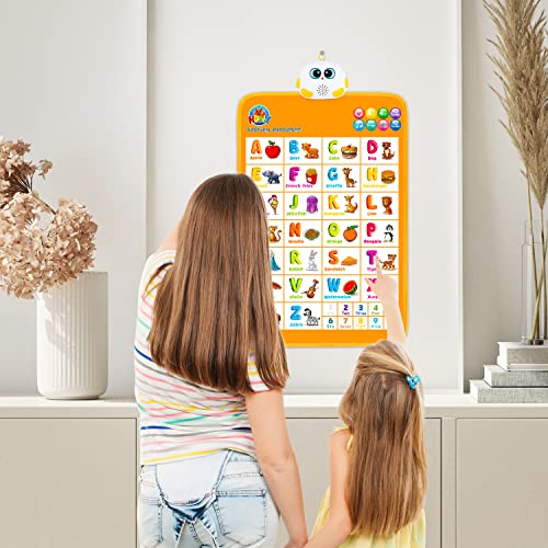 Electronic Interactive Alphabet Wall Chart, Talking ABC & 123s & Music Poster, Educational Toy for Toddlers Kids Learning Toys for 1 2 3 4 5 Year Old Girls Boys Birthday Gifts at Daycare,Preschool from Hony