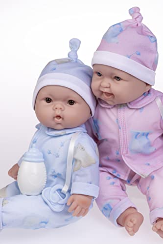 Twins 13" Realistic Soft Body Baby Dolls | JC Toys - Berenguer Boutique | Twins Gift Set with Removable Outfits and Accessories | Pink and Blue | Caucasian | Ages 2+ by JC Toys Group, Inc.