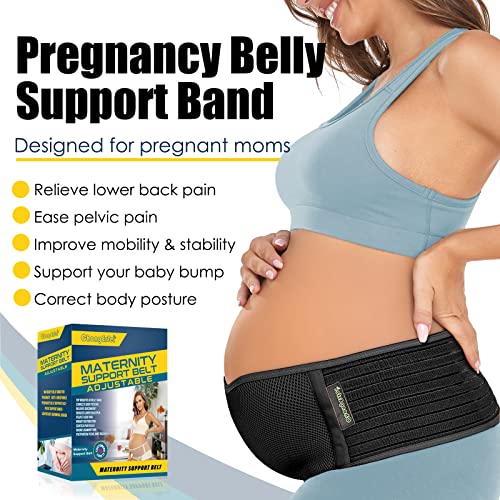 Pregnancy Belly Support Band Maternity Belt Belly Band for Pregnancy Adjustable Maternity Support Belt for Abdomen, Pelvic, Waist, & Back Pain (One Size, Z-Black) by ChongErfei