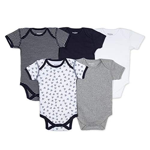 Burt's Bees Baby baby boys Bodysuits, 5-pack Short & Long Sleeve One-pieces, 100% Organic Cotton infant and toddler rompers, Blueberry Prints, 0-3 Months US by Burt's Bees Children's Apparel