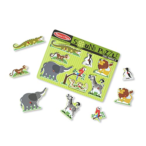 Melissa & Doug Zoo Animals Sound Puzzle - Wooden Peg Puzzle With Sound Effects (8 pcs) by Melissa & Doug