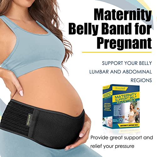 Pregnancy Belly Support Band Maternity Belt Belly Band for Pregnancy Adjustable Maternity Support Belt for Abdomen, Pelvic, Waist, & Back Pain (One Size, Z-Black) by ChongErfei