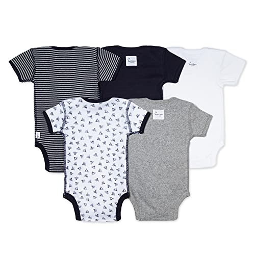Burt's Bees Baby baby boys Bodysuits, 5-pack Short & Long Sleeve One-pieces, 100% Organic Cotton infant and toddler rompers, Blueberry Prints, 0-3 Months US by Burt's Bees Children's Apparel