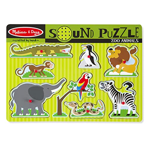 Melissa & Doug Zoo Animals Sound Puzzle - Wooden Peg Puzzle With Sound Effects (8 pcs) by Melissa & Doug