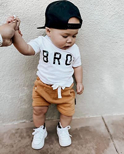 Newborn Baby Boy Clothes Summer Short Sleeve T-shirt Tops Solid Color Shorts 3 6 9 12 18 Months Boy Casual Outfits (Bro White, 18-24 Months) from Mandizy