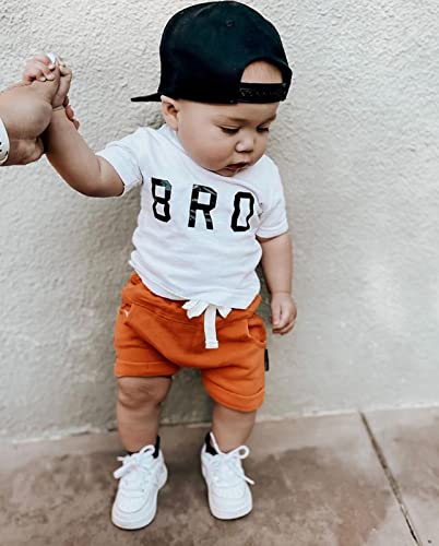 Baby Boys Clothes Sets Short Sleeve Letter Printed T-Shirt Tops + Solid Color Short Pants (White, 3-6 Months) by VISGOGO