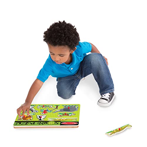 Melissa & Doug Zoo Animals Sound Puzzle - Wooden Peg Puzzle With Sound Effects (8 pcs) by Melissa & Doug