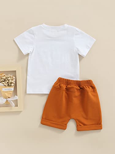 Baby Boys Clothes Sets Short Sleeve Letter Printed T-Shirt Tops + Solid Color Short Pants (White, 3-6 Months) by VISGOGO