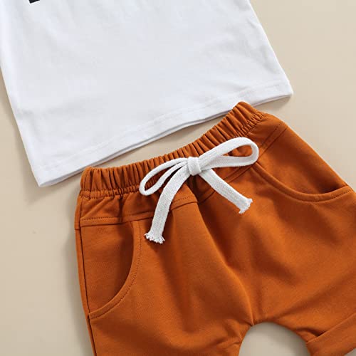 Newborn Baby Boy Clothes Summer Short Sleeve T-shirt Tops Solid Color Shorts 3 6 9 12 18 Months Boy Casual Outfits (Bro White, 18-24 Months) from Mandizy