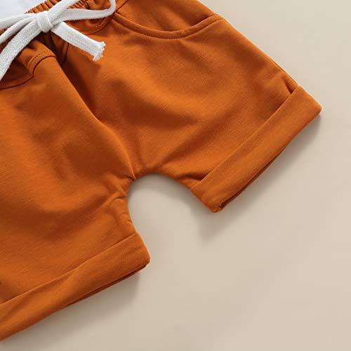 Newborn Baby Boy Clothes Summer Short Sleeve T-shirt Tops Solid Color Shorts 3 6 9 12 18 Months Boy Casual Outfits (Bro White, 18-24 Months) from Mandizy