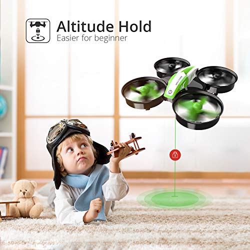 Holy Stone Kid Toys Mini RC Drone for Beginners Adults, Indoor Outdoor Quadcopter Plane for Boys Girls with Auto Hover, 3D Flip, 3 Batteries & Headless Mode, Xmas Toddler Gift, Green from Holy Stone