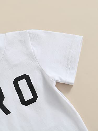 Baby Boys Clothes Sets Short Sleeve Letter Printed T-Shirt Tops + Solid Color Short Pants (White, 3-6 Months) by VISGOGO