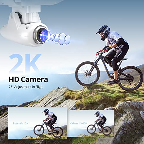 Potensic T25 Drone with 2K Camera for Adults, RC FPV GPS Drone with WiFi Live Video, Auto Return Home, Altitude Hold, Follow Me, Custom Flight Path, 2 Drone Batteries and Carrying Case from Potensic