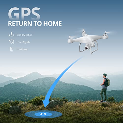 Potensic T25 Drone with 2K Camera for Adults, RC FPV GPS Drone with WiFi Live Video, Auto Return Home, Altitude Hold, Follow Me, Custom Flight Path, 2 Drone Batteries and Carrying Case from Potensic
