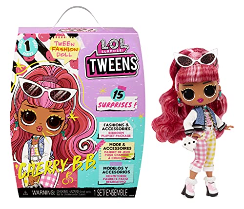 LOL Surprise Tweens Cherry BB Fashion Doll with 15 Surprises, Pink Hair, Including Stylish Outfit and Accessories with Reusable Bedroom Playset - Gift for Kids, Toys for Girls Boys Ages 4 5 6 7+ Years by MGA Entertainment