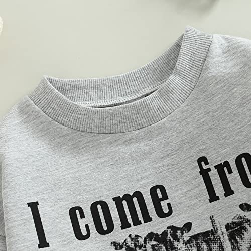 Lamuusaa Western Baby Girl Boy Clothes Long Sleeve Romper Sweatshirt Cow Print Bodysuit Oversized Sweater Fall Outfit 0-24M (Grey, 3-6 Months) from Lamuusaa