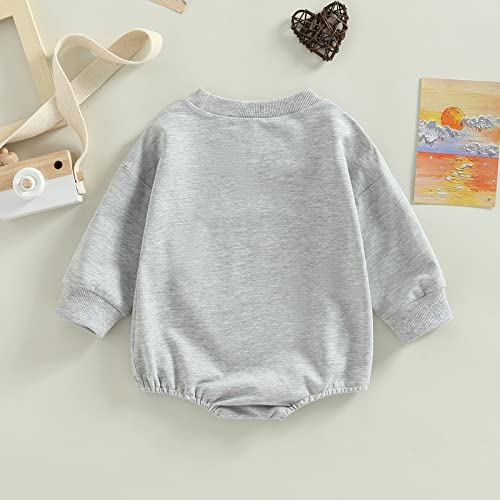 Lamuusaa Western Baby Girl Boy Clothes Long Sleeve Romper Sweatshirt Cow Print Bodysuit Oversized Sweater Fall Outfit 0-24M (Grey, 3-6 Months) from Lamuusaa