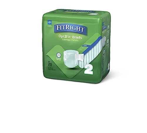 FitRight Stretch Ultra Adult Briefs, Incontinence Diapers with Tabs, Heavy Absorbency, Large/XL/2XL, 51 to 70", 20 Count (Pack of 4) from Medline Industries Healthcare