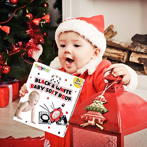Black White Baby Soft Book - High Contrast Sensory Cloth Book Toy Infant Tummy Time Mirror Toys Folding Crinkle Book Baby Toy Newborn Toy for 0-12 Months Boys Girls Easter Christmas Birthday Baby Gift from FUNNYB&G